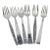 1960s Curated Set of 6 Mid Century Modern Stainless Steel Dinner Forks, Mismatched For Sale