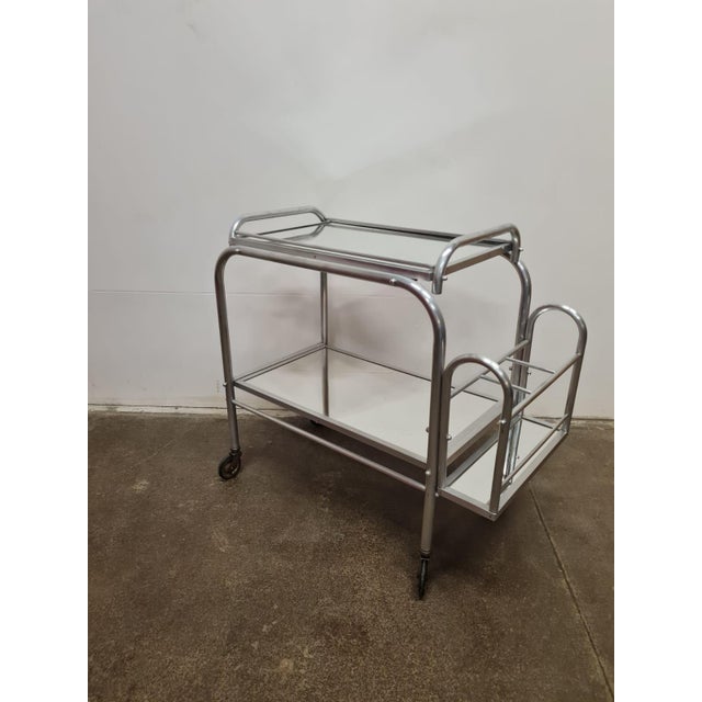 1940s Vintage Art Deco Aluminium Serving Trolley, 1940s For Sale - Image 5 of 9