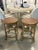 Vintage Pair Palm Beach Coastal Rattan Woven Stools Benches For Sale - Image 4 of 9
