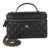 Black Quilted Caviar Top Handle Slim Vanity Handbag With Chain For Sale