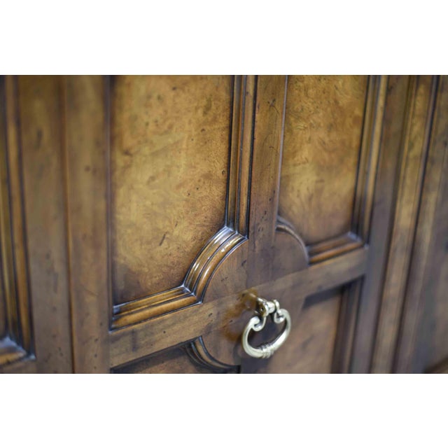 Wood Mid Century Hollywood Regency Burl Wood Credenza by Mastercraft For Sale - Image 7 of 12