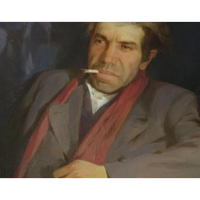 1980s Large Male Portrait Oil Painting Original by Artist Polyakov S. 70-90 For Sale - Image 6 of 6