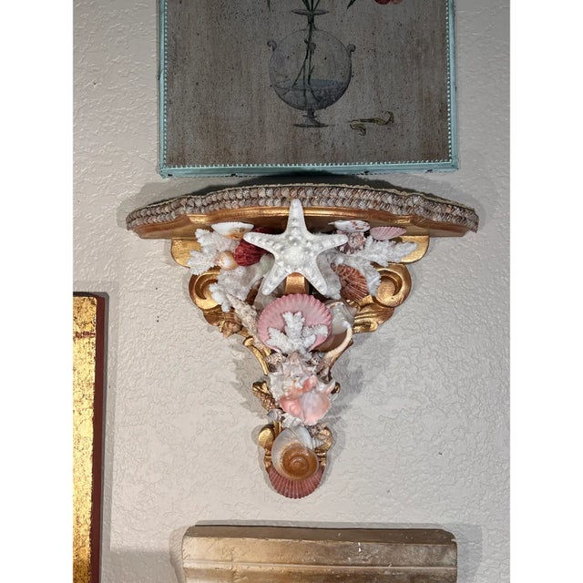 1920s Italian Grotto Baroque Style Carved Giltwood Wall Brackets For Sale - Image 5 of 6