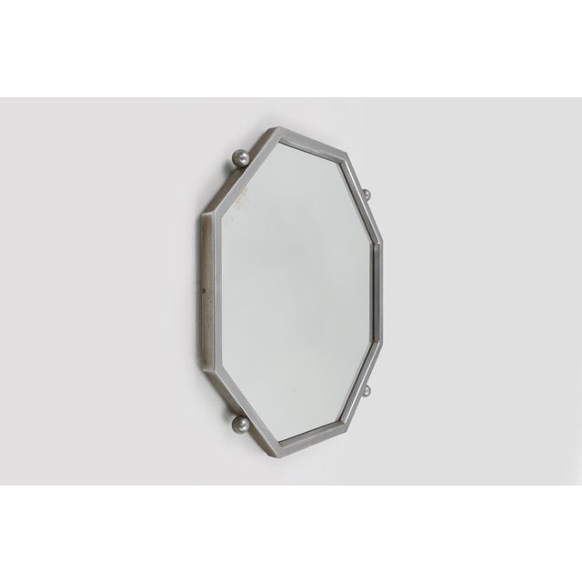 Art Deco Octangular Mirror in Nickeled Copper, France, 1920s For Sale - Image 3 of 11