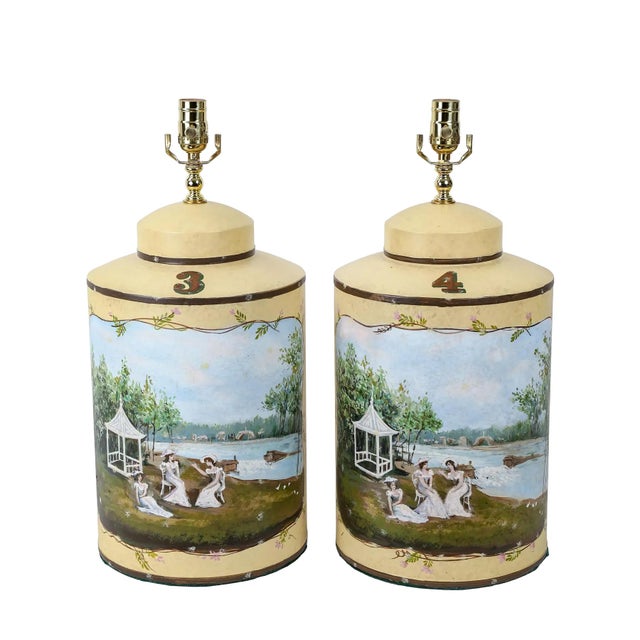 Vintage Victorian-Style Iron Tea Canister Table Lamps - Pair For Sale - Image 12 of 12