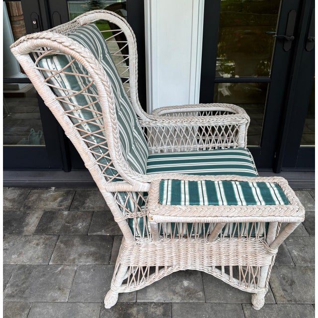 Henry Link large, comfortable wicker chair with cushions. Finished in a rustic creamy white finish. Great for curling up...