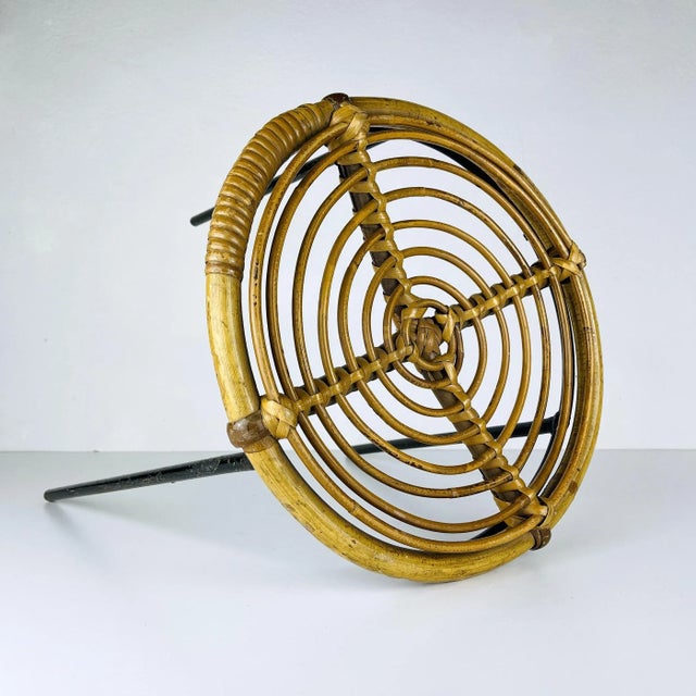 Vintage Bamboo Metal Stool, Italy, 1950s For Sale - Image 10 of 12