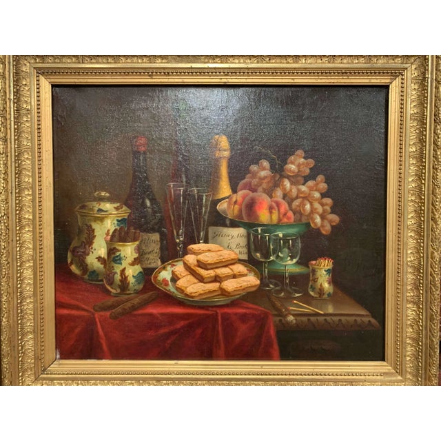 Glass 19th Century French Still Life Oil Paintings in Gilt Frames Signed Hemet - a Pair For Sale - Image 7 of 11