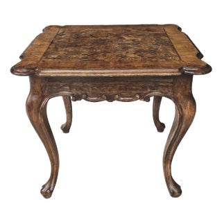 Mid Century Louis XVI Style Walnut Crackled Burl Side Table For Sale