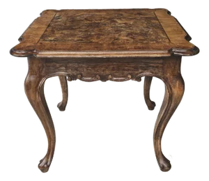 Mid Century Louis XVI Style Walnut Crackled Burl Side Table