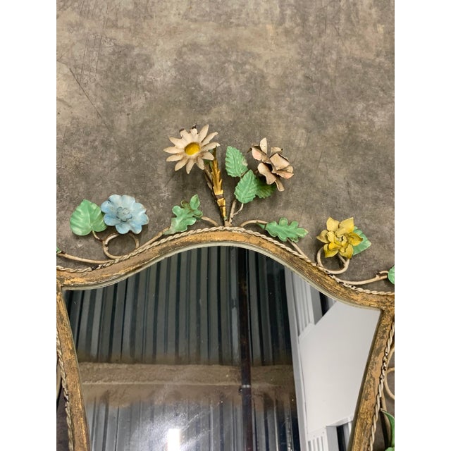 Vintage Tole Floral Mirror and Shelf For Sale - Image 9 of 13