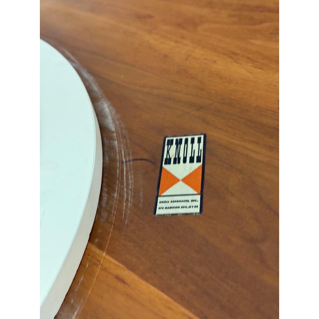 American 1950s Early Production Knoll Saarinen Walnut Tulip Table & 4 Chairs 575 Madison For Sale - Image 3 of 18