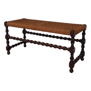 Vintage Bench with Rope Seat For Sale