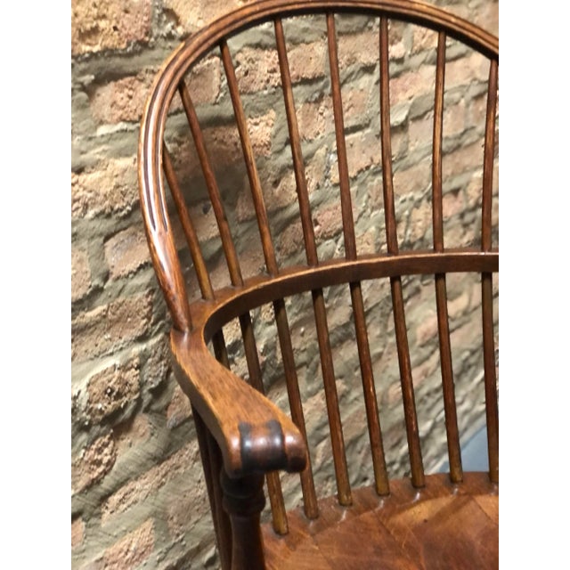 Pair of American Bow Back Oak Windsor Armchairs Early 1900s For Sale - Image 10 of 12