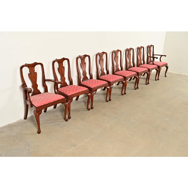 Henkel Harris Queen Anne Solid Cherry Wood Armchairs, Pair For Sale - Image 14 of 15