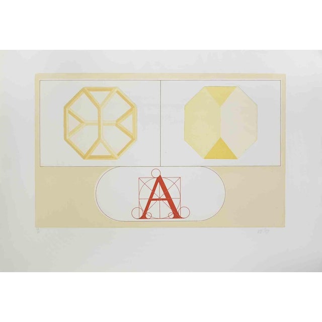 Modern Lucio Del Pezzo, Composition, Lithograph, 1970s For Sale - Image 3 of 3