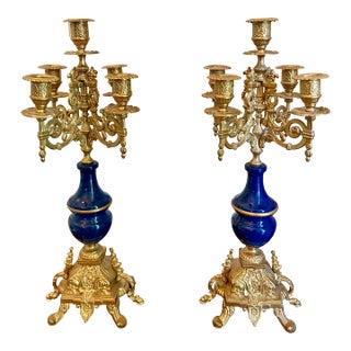20th Century Italian Gilt Bronze Baroque Candelabras - A Pair For Sale