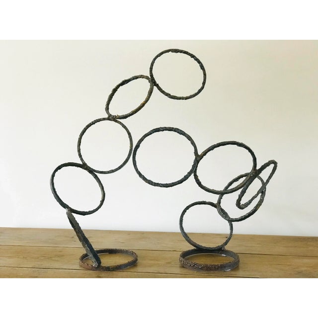 Vintage Two-Part Welded Steel Table Top Sculpture- Set of 2 For Sale - Image 4 of 13