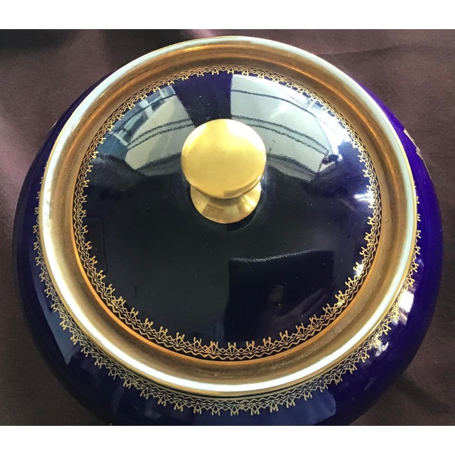 1980s 1980s Kobalt Echt Cobalt Porcelain and 22 K Gold Paint Covered Container Germany For Sale - Image 5 of 6