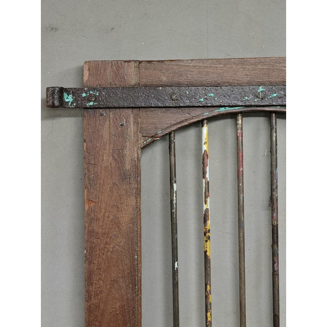 Antique Indian Rustic Teak and Iron Gates For Sale - Image 9 of 12