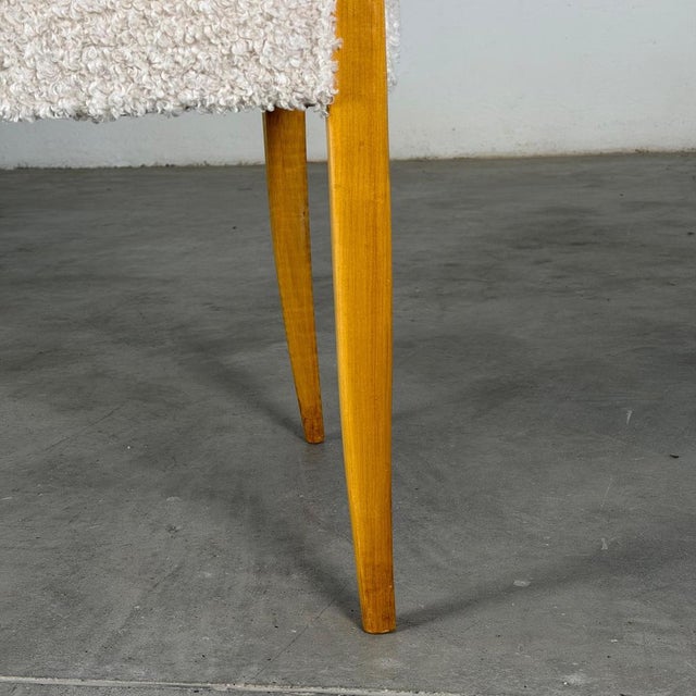 Bench in Blonde Maple and Bouclé Upholstery attributed to Guglielmo Ulrich, 1940 For Sale - Image 11 of 15