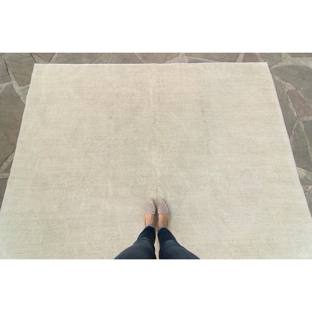 Contemporary Allover Botanical Neutral Pistachio Hand Knotted Rug - 8’2” X 10’2” For Sale - Image 4 of 11