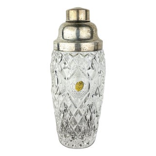 Vintage Italian 800 Silver and Crystal Cocktail Shaker, 1940s For Sale