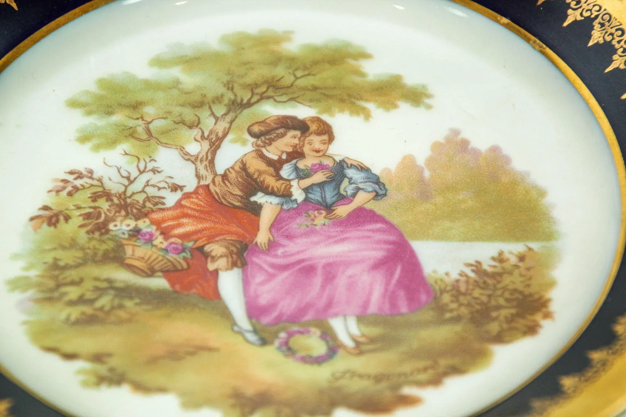 Limoges France Fine Porcelain Plate Hand Painted With Fragonard