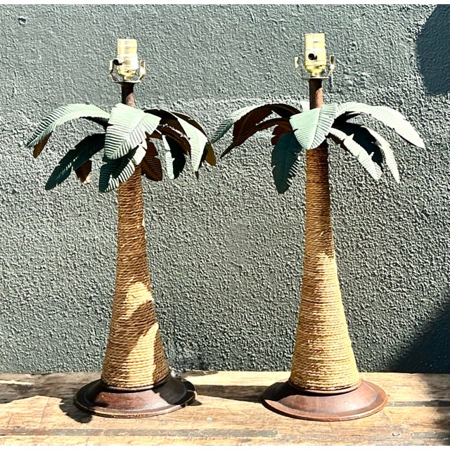 Vintage Palm Tree Lamps - A Pair For Sale - Image 9 of 12