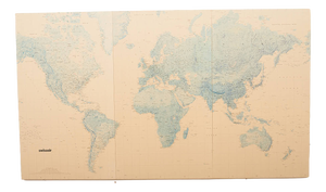 Swissair World Map on Wooden Boards with Metal Connectors