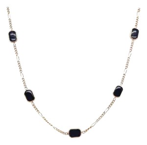 14 Karat Yellow Gold Black Onyx Figaro Necklace
