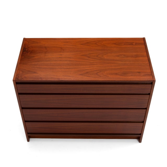 Brown Danish Walnut 4 Drawer Chest Arne Wahl Iversen Unmarked 1970s For Sale - Image 8 of 12