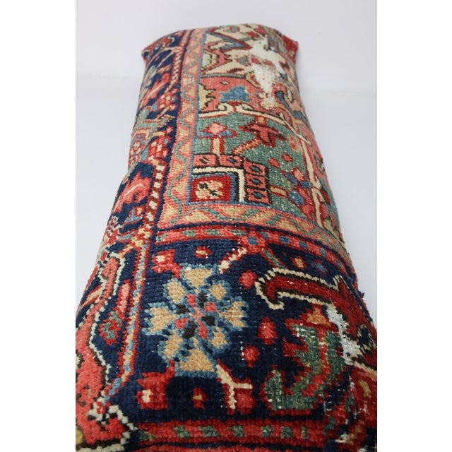 Art Deco Antique Colorful Tribal Persian Heriz Rug Pillow Cover -16'' X 32'' For Sale - Image 3 of 9