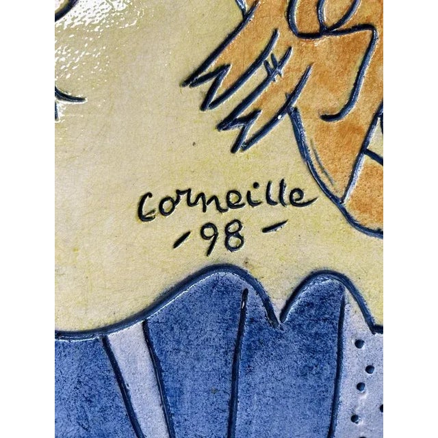 Glazed Ceramic Plate with Woman & Birds by Corneille, 1998 For Sale - Image 5 of 9