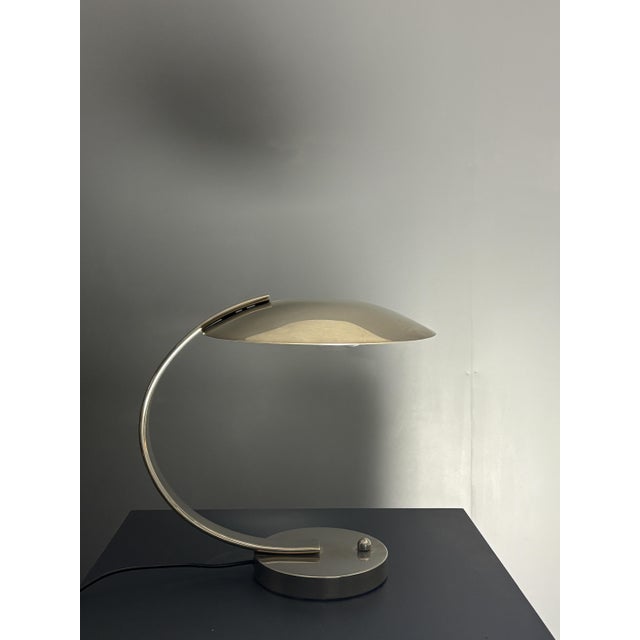 Silver French Art Deco Nickel Arc Table Lamp by Pierre Disderot for Soka, France, 1970s For Sale - Image 8 of 17
