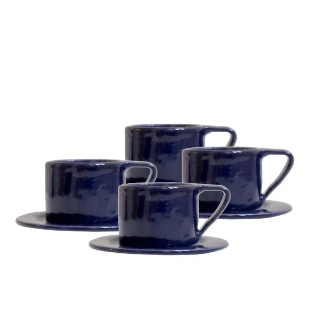 Ceramic Milano Notte Set of 4 Espresso Cups and Saucers by Marta Benet For Sale - Image 7 of 7