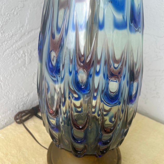Murano Vintage Blue Venetian Glass Drip Loop Lamp For Sale In Naples, FL - Image 6 of 6