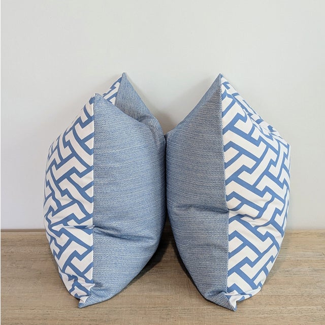 Quadrille Blue Aga Performance Outdoor Pillows - Set of 2 For Sale - Image 4 of 5