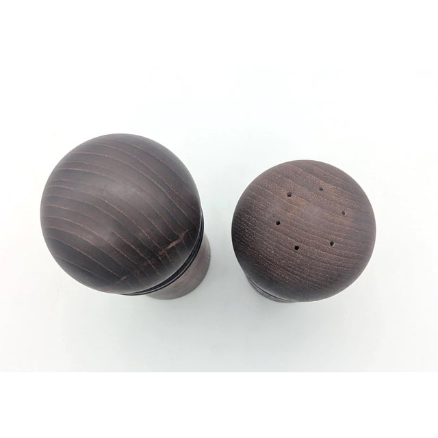 1970s Dansk Teak Wood Salt Shaker & Pepper Mill Designed by Gunnar Cyrén, a Pair For Sale - Image 9 of 13