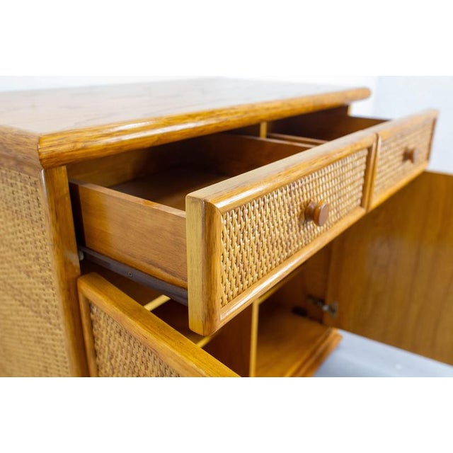 French Rattan & Elm Buffet Cabinet, 1970s For Sale - Image 11 of 13