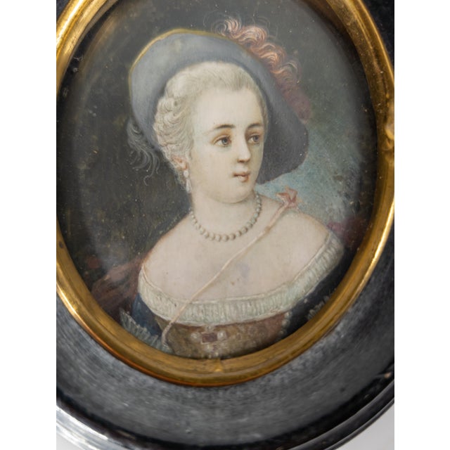 19th Century English Georgian Style Victorian Miniature Portrait of a Lady For Sale - Image 9 of 13