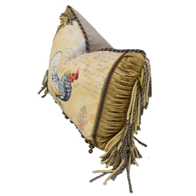 French Provincial Stunning French Country Rooster Feather/Down Pillow For Sale - Image 3 of 5