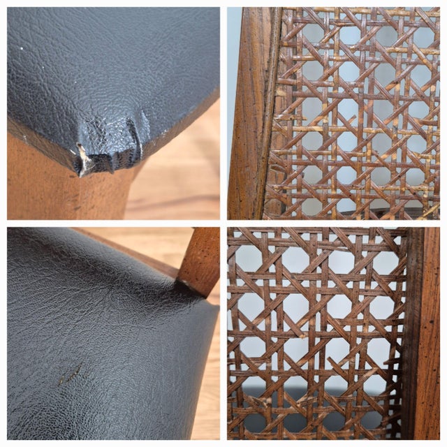 Mid Century Modern MCM Liberty Chair Co. Walnut Cane Back Desk Side Accent Chair For Sale - Image 11 of 11