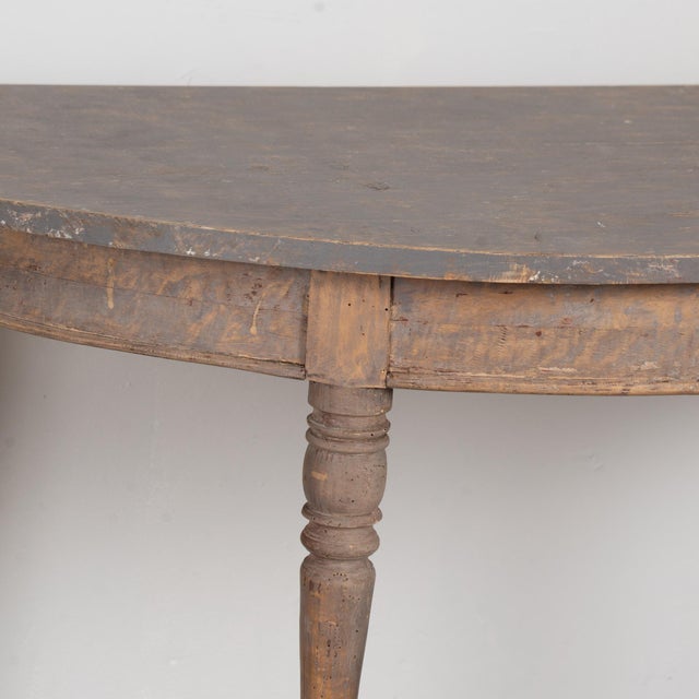 Pair of 19th Century Swedish Painted Demilune Pine Side Tables Consoles For Sale - Image 11 of 16