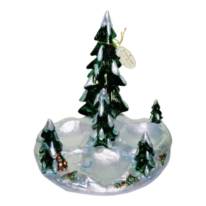 1990s Waterford Christmas Tree Snowy Village Forest Display Winter Scene for Ornaments Table Centerpiece