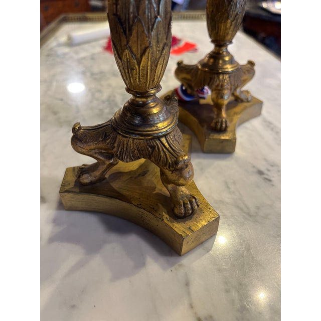 19th Century 19th Century French Empire Candlesticks- a Pair For Sale - Image 5 of 5