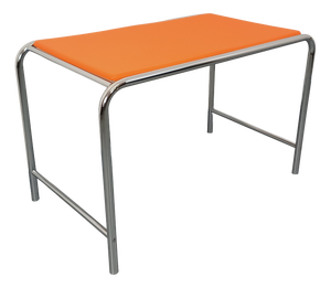 Vintage Desk in Orange Imitation Leather and Chrome, 1970s