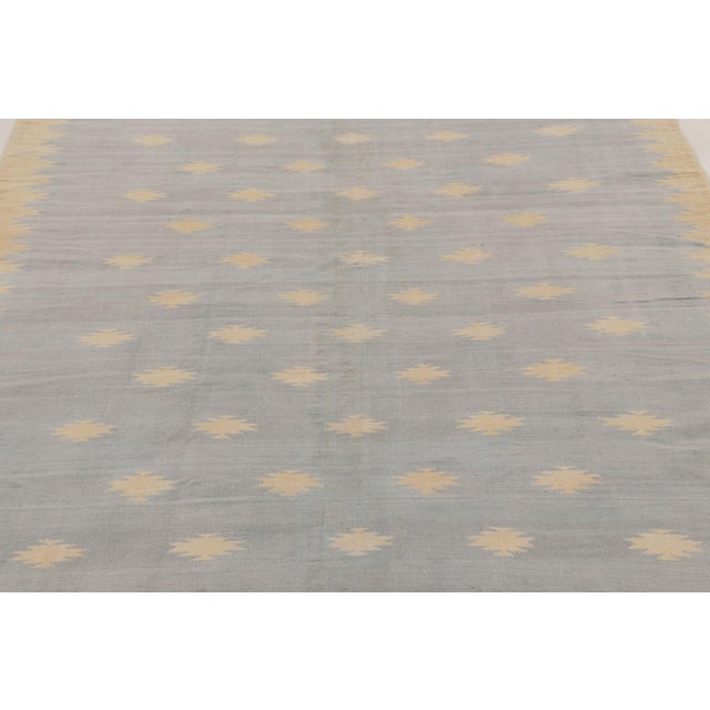 Rug & Kilim Vintage Dhurrie Rug in Blue With Geometric Pattern in Blue With Beige-Brownfrom Rug & Kilim For Sale - Image 4 of 10