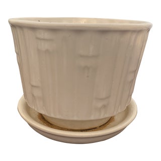 Midcentury McCoy White Bamboo Planter For Sale