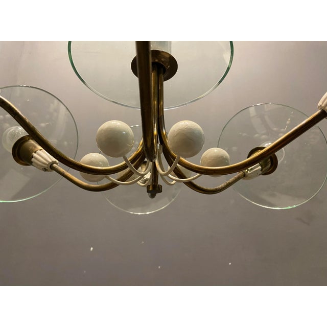 Brass Glass Chandelier by Pietro Chiesa for Fontana Arte, 1940s For Sale - Image 6 of 10